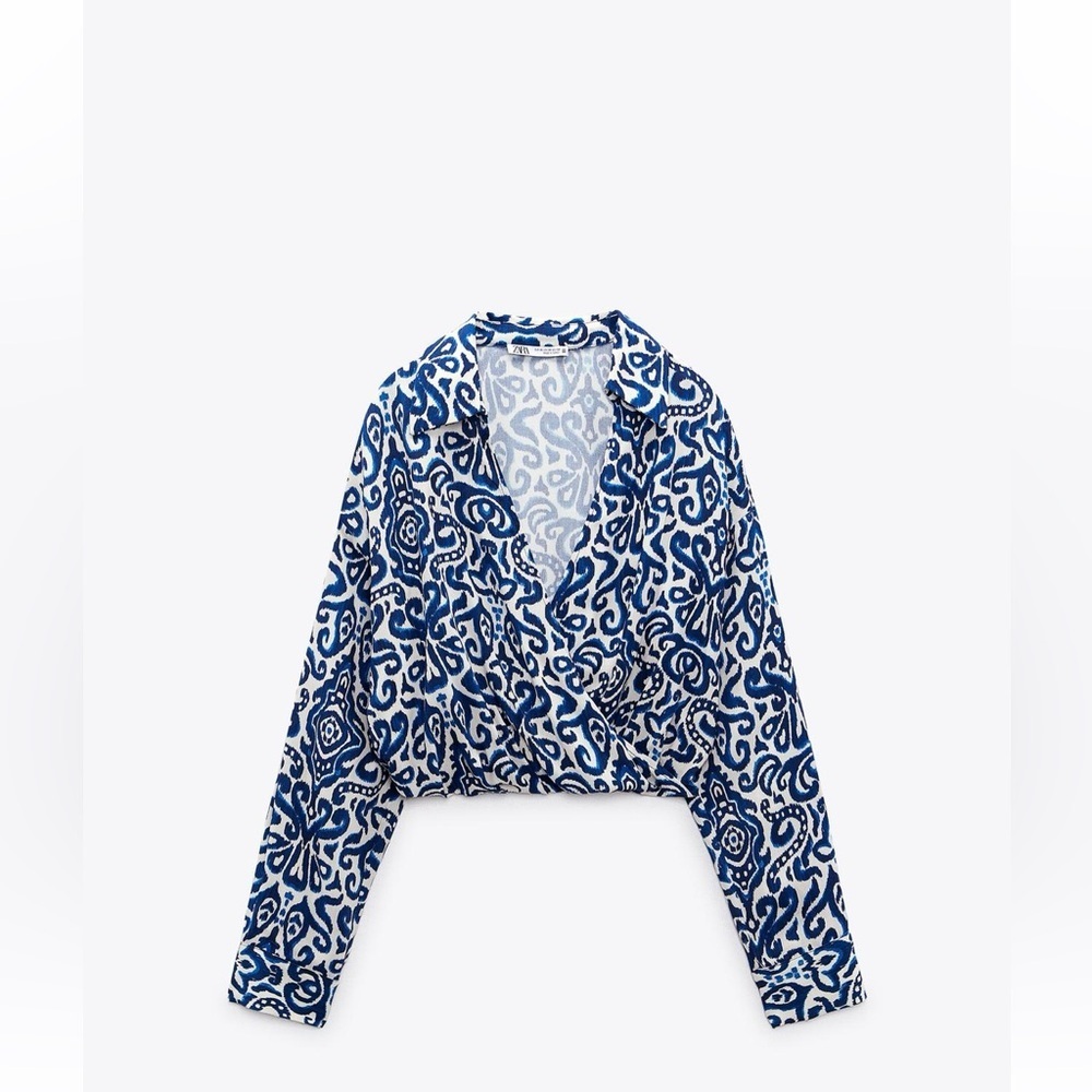 Zara Printed Crop Shirt Size XS